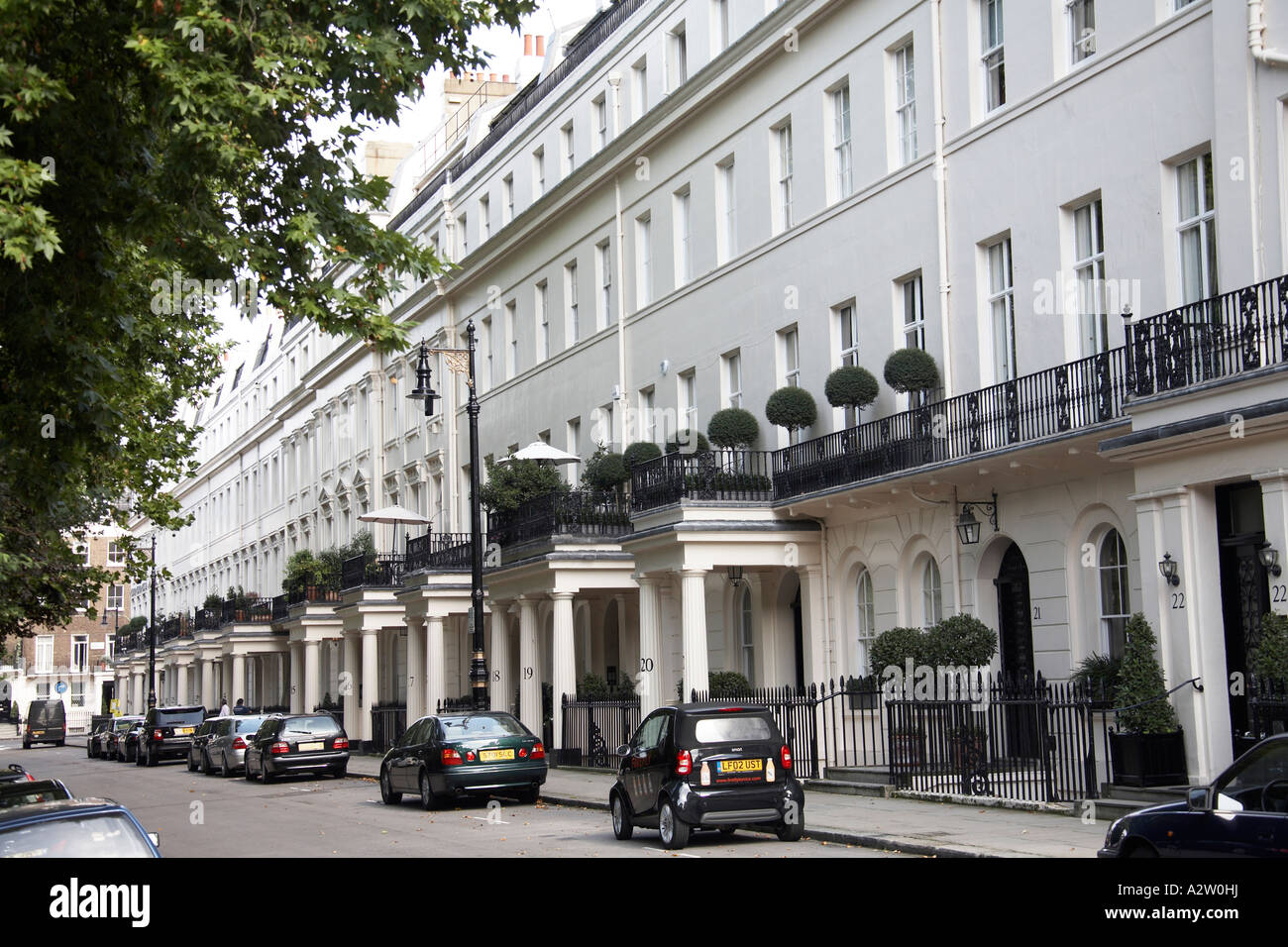 Stucco Victorian terraced houses and buildings of Eaton Square in Belgravia London SW1 England