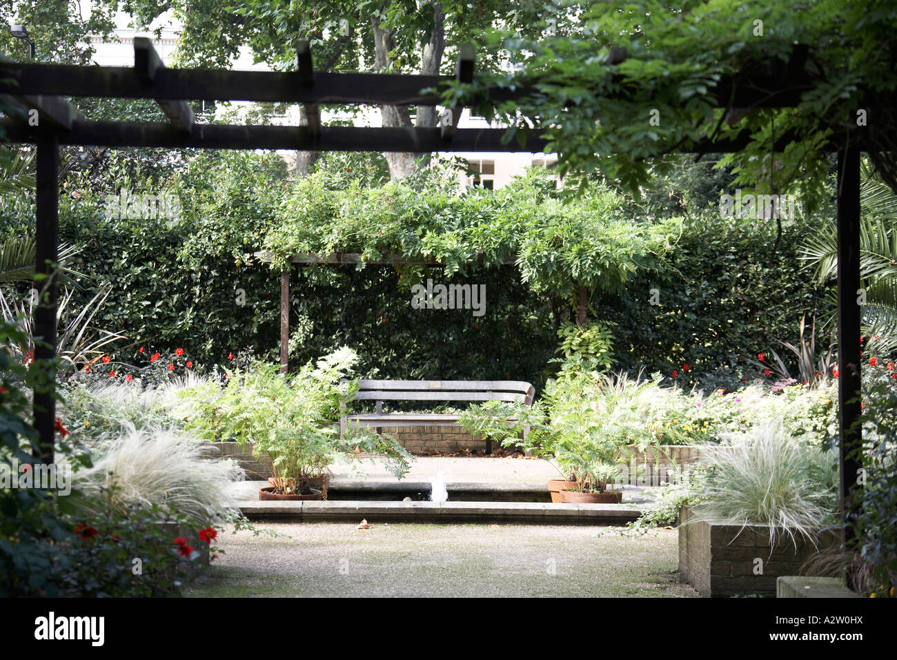flowers in private gardens of Eaton Square in Belgravia London SW1