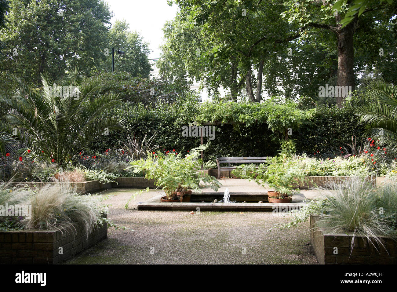 flowers in private gardens of Eaton Square in Belgravia London SW1