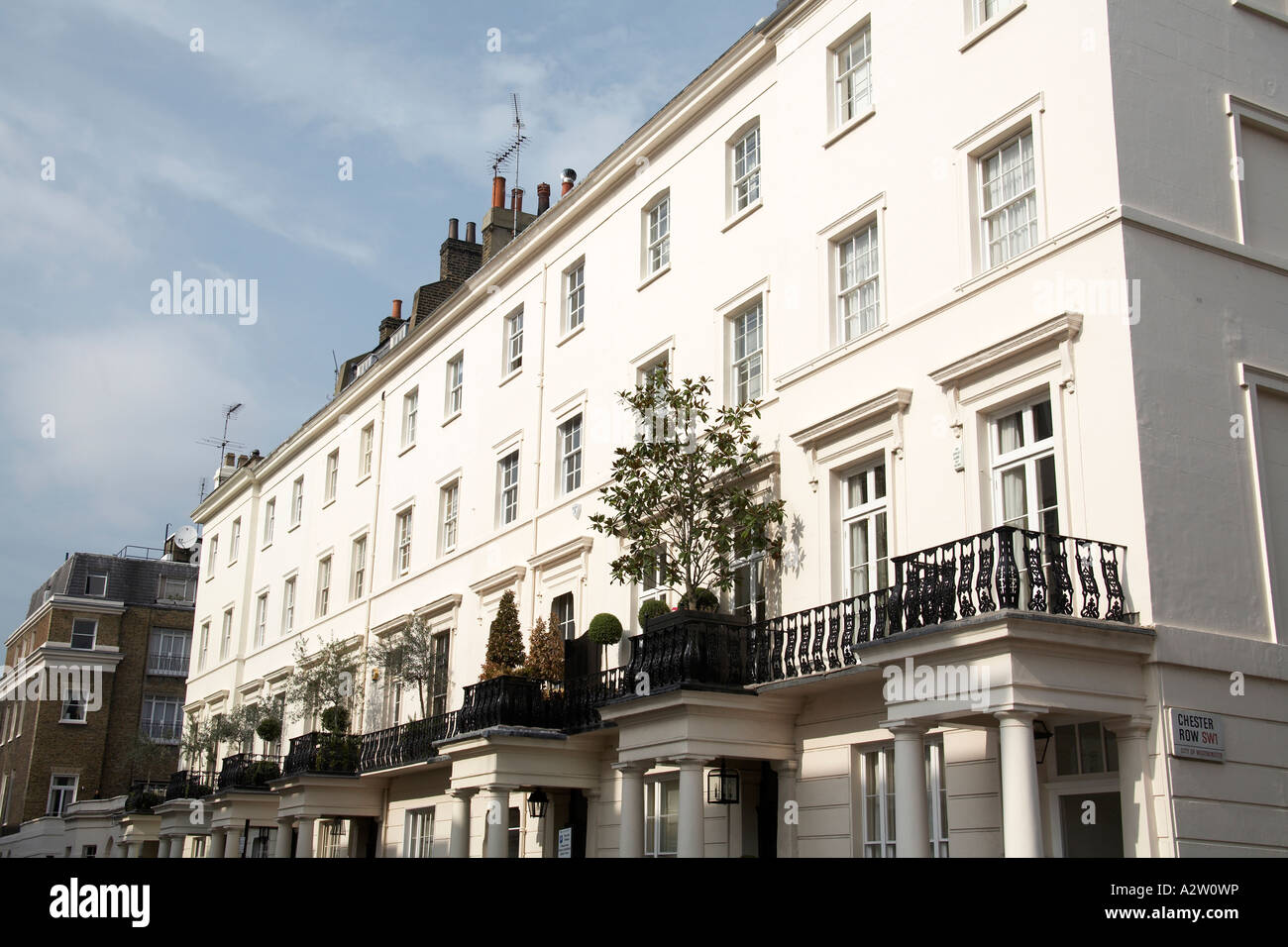 Stucco Victorian terraced houses and buildings of South Eaton Place in