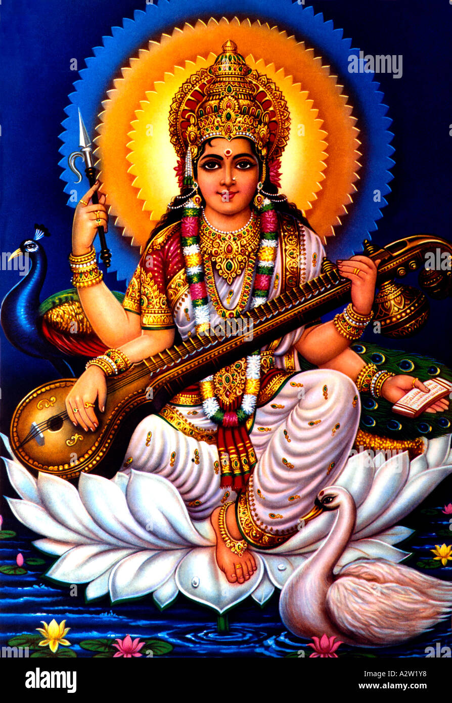 Saraswati Goddess of Education Stock Photo