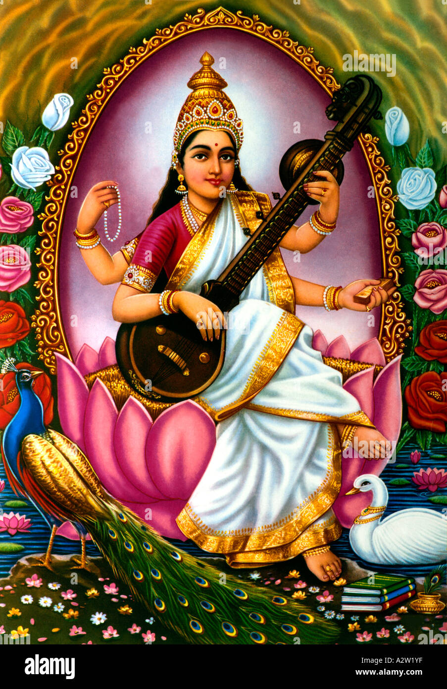 Saraswati Goddess of Education Stock Photo