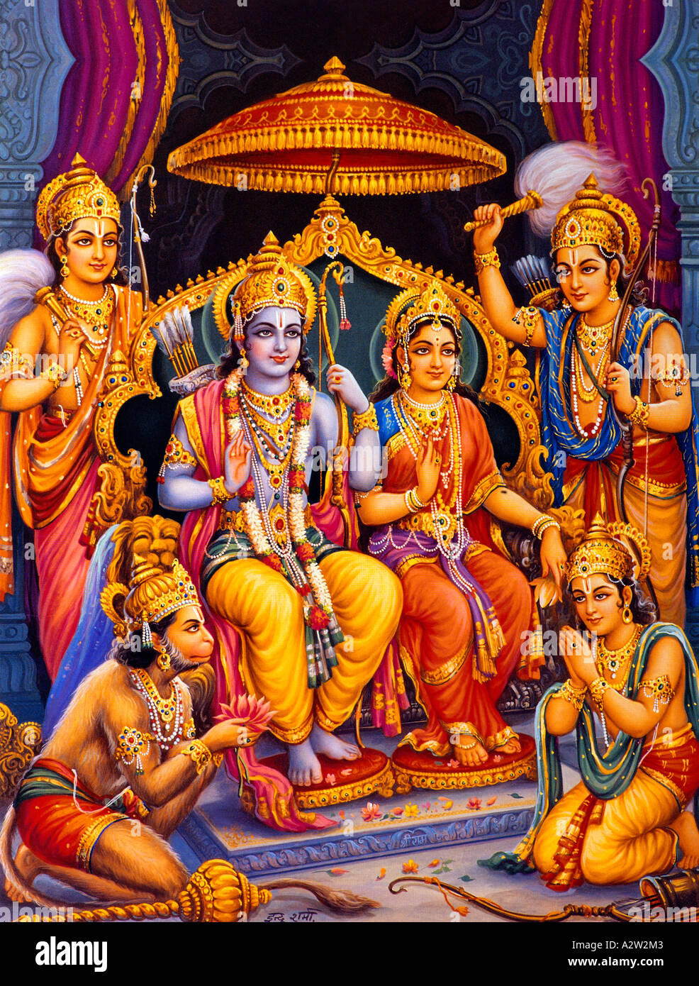 Rama Sita and Hanuman Hindu Gods Stock Photo
