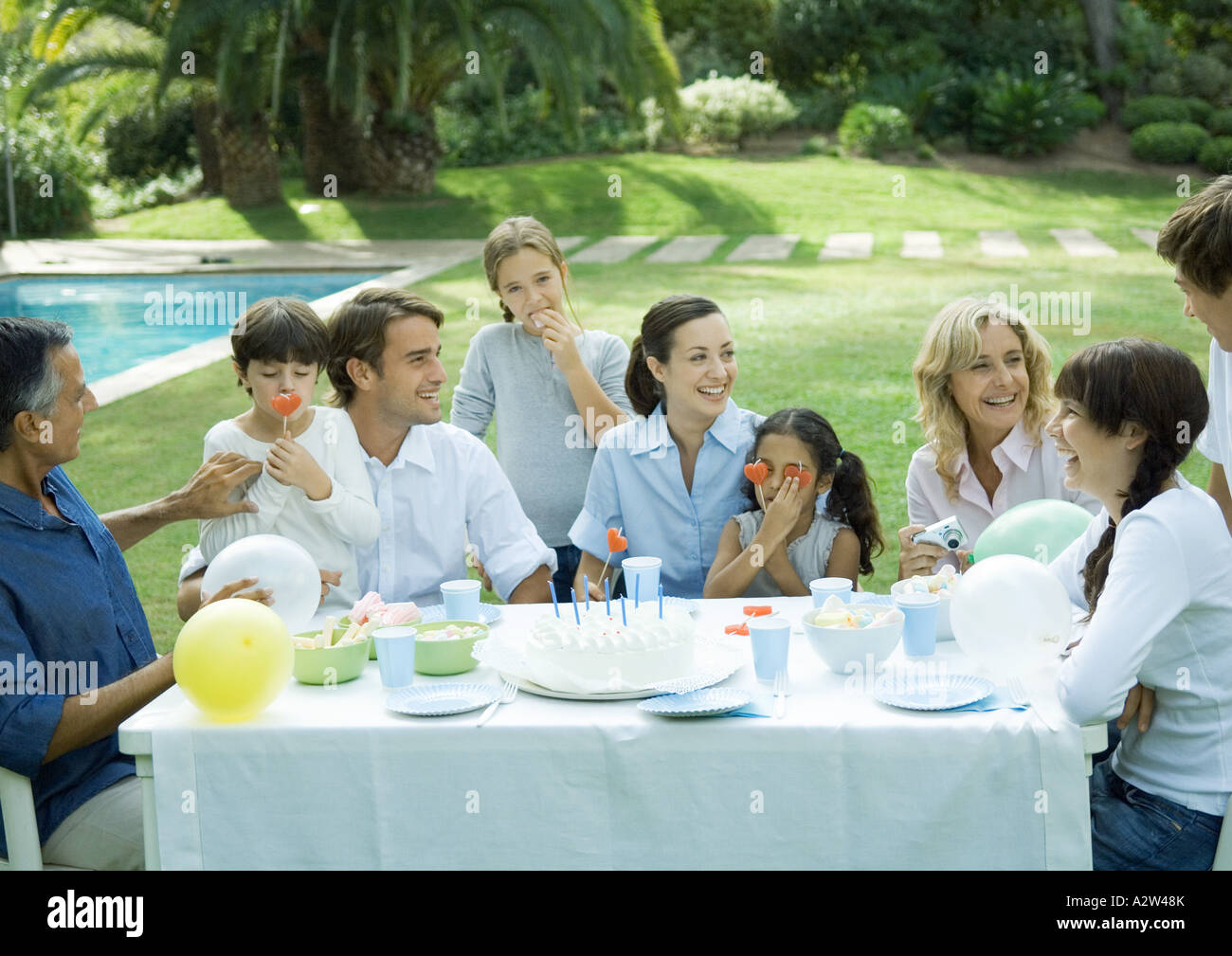 Outdoor birthday party Stock Photo Alamy