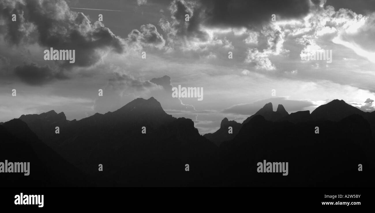 Swiss alps mountain view Black and White Stock Photos & Images - Alamy
