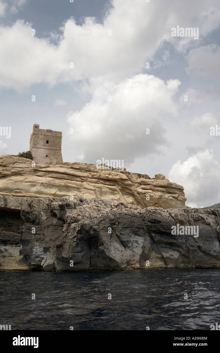 Old Knights Hospitaller defensive fort by the sea near Blue Grotto in ...