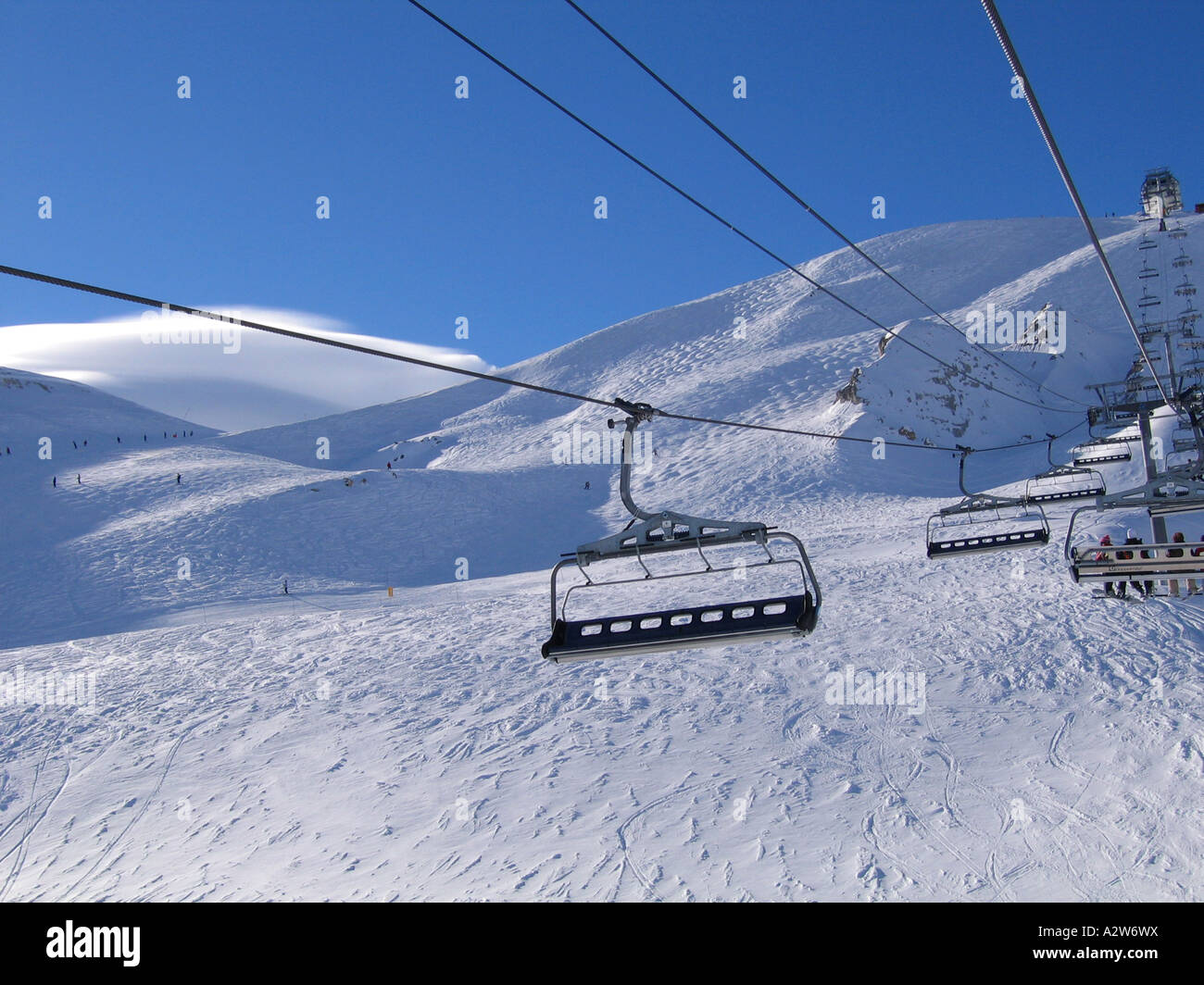 SKI lift in the French Alps Stock Photo