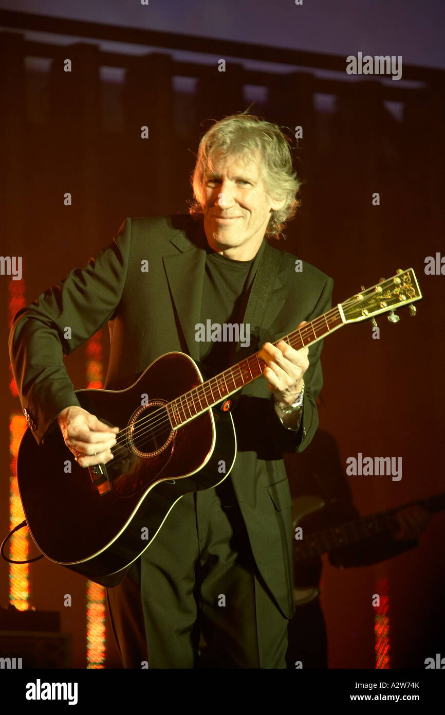 Roger Waters in live music stage concert performance playing the Dark Side of the Moon in Pembroke Malta Stock Photo