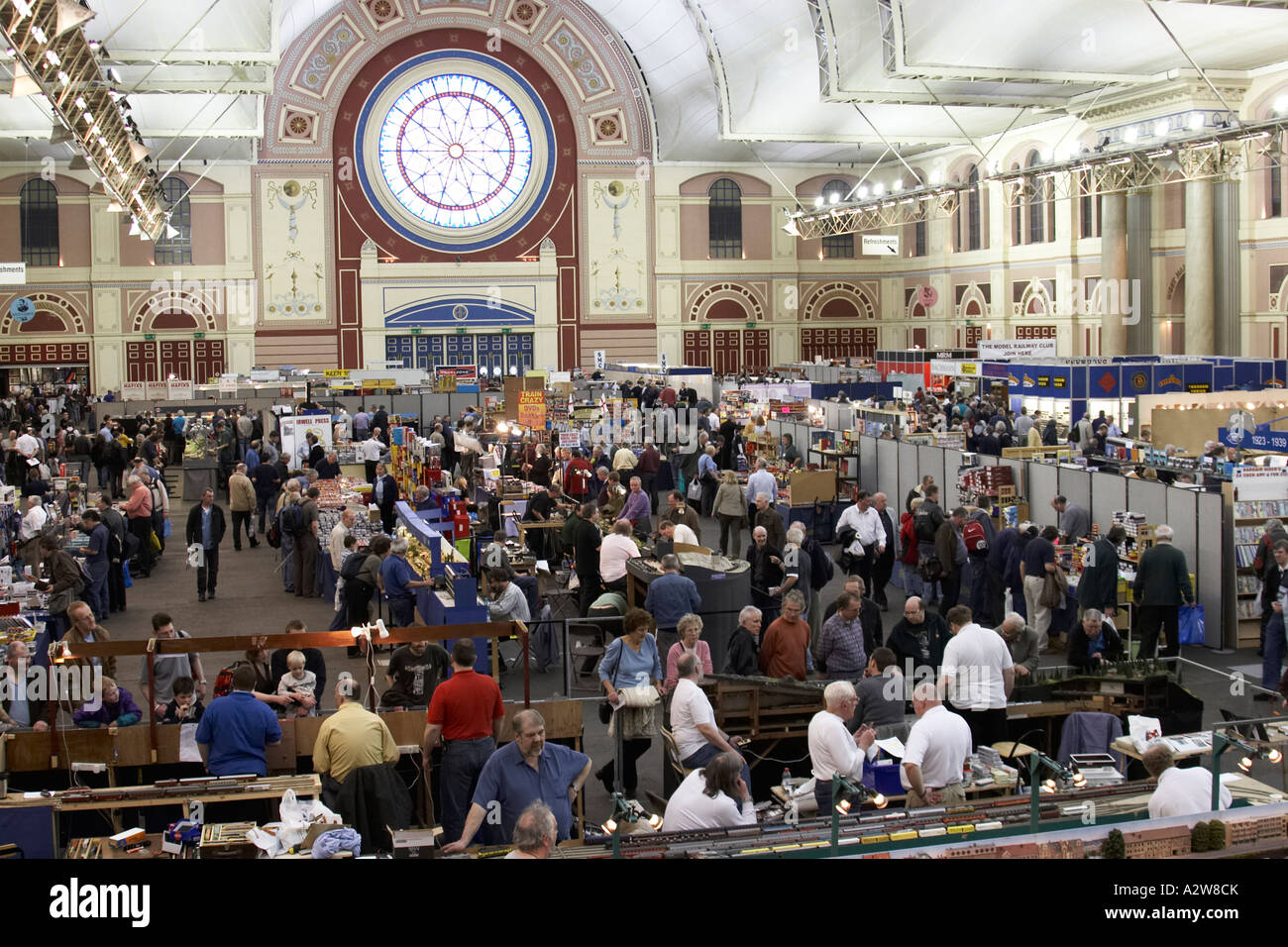 People at model railway exhibition in Alexandra Palace Muswell Hill London N10 England Stock Photo