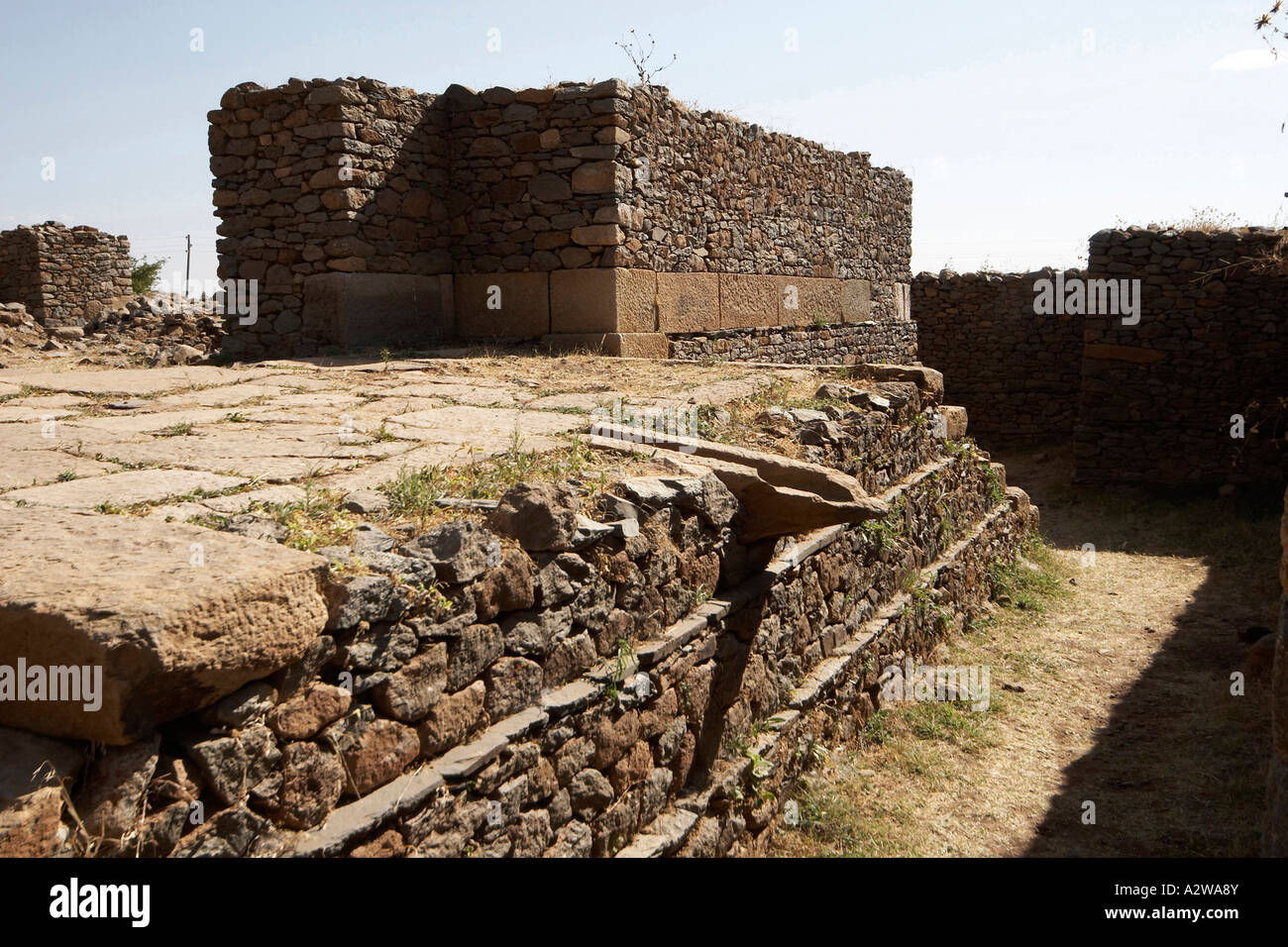 Queen of Sheba s Palace with stone walls steps and water spout approx
