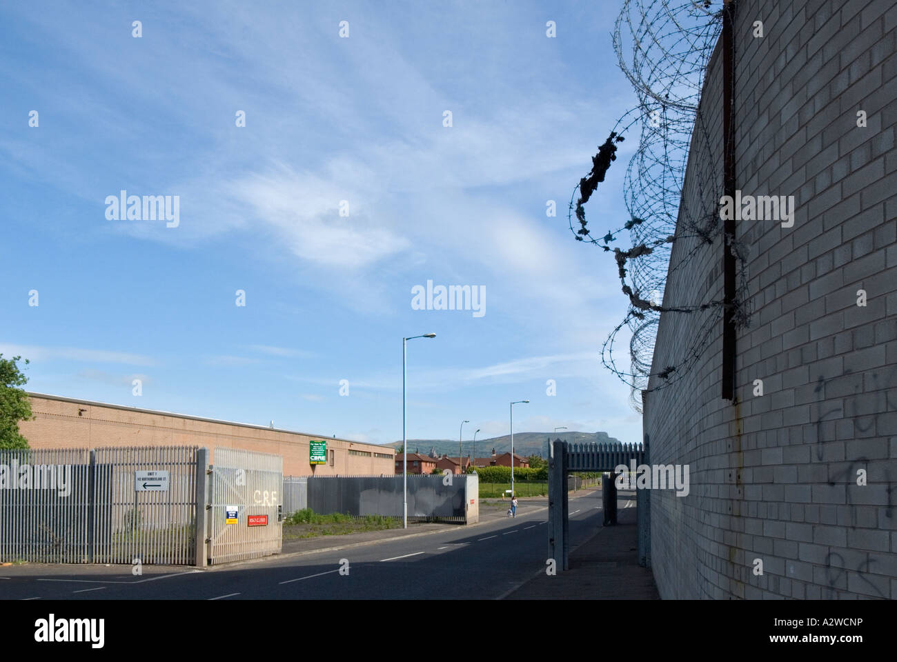 Northern Ireland Belfast gates across no man s land between Falls Road