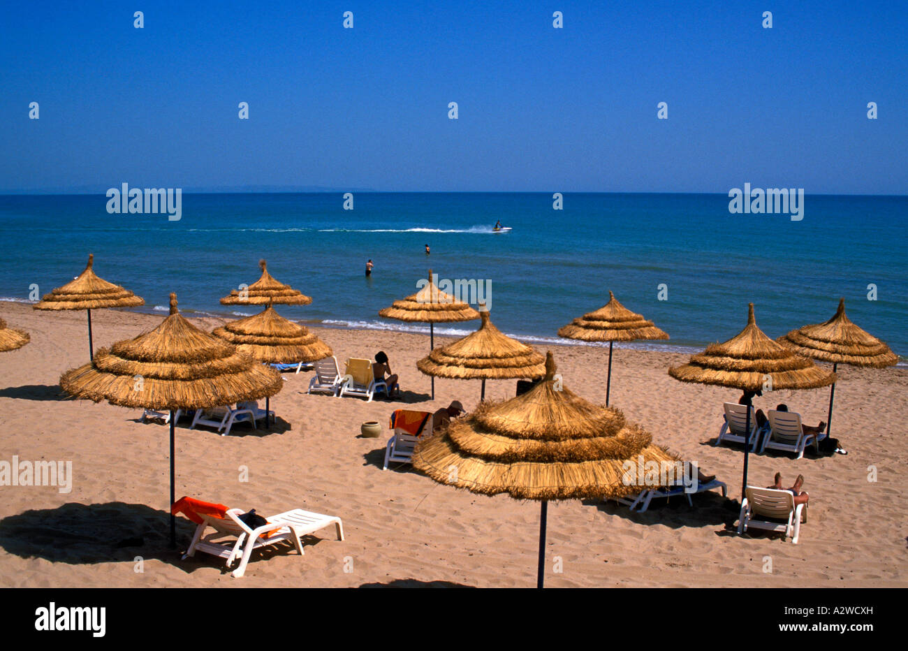 Tunisia a hotel beach at Gammarth Stock Photo Alamy