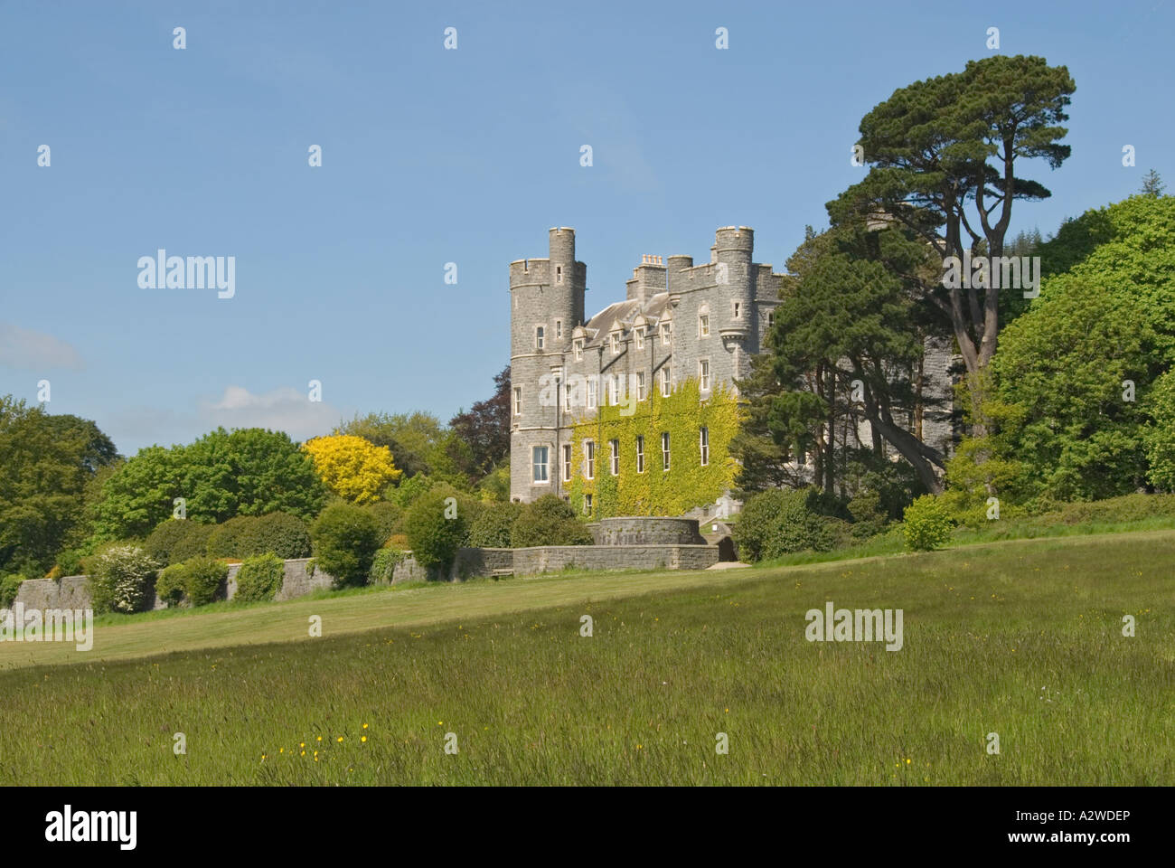 Northern Ireland County Down Castlewellan Forest Park castle Stock Photo