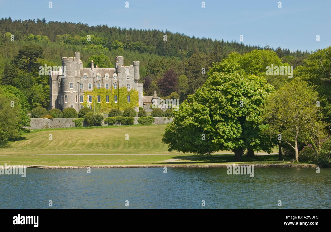 Northern Ireland County Down Castlewellan Forest Park castle lake Stock Photo