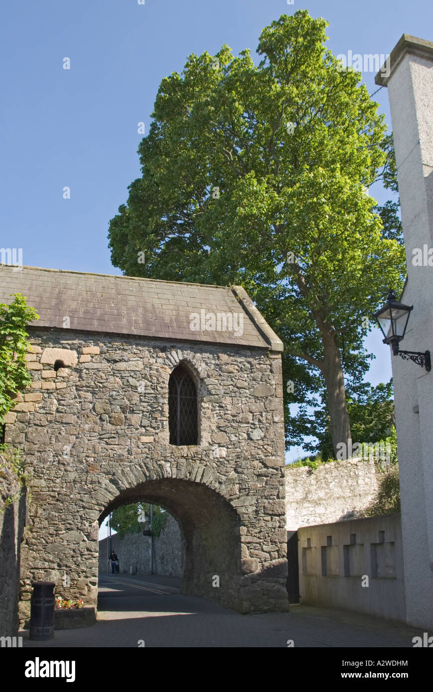 Northern Ireland County Down Carlingford The Tholsel medieval gate Stock Photo