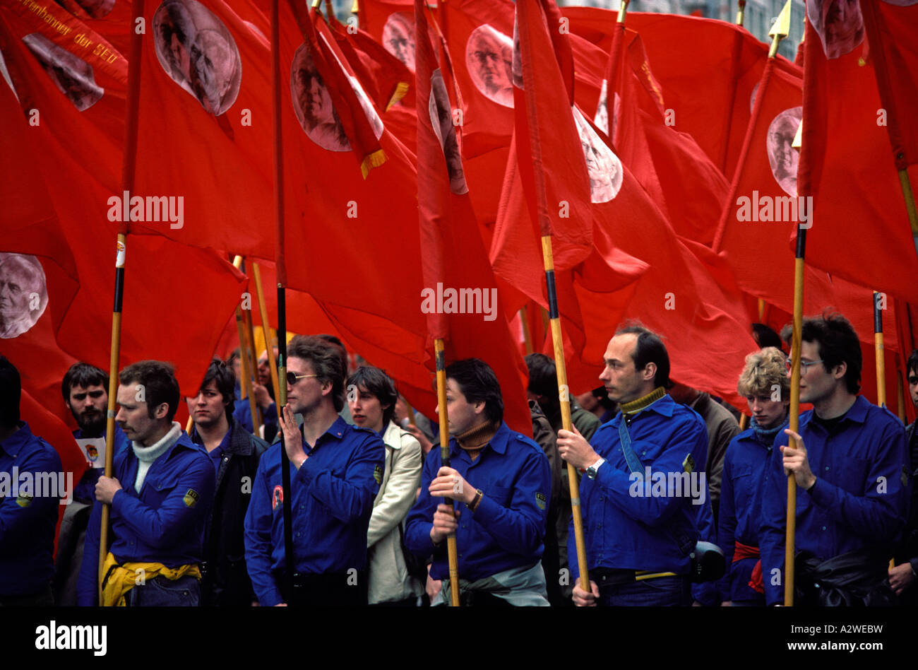 Germany Berlin FDJ Free German Youth demonstrating at the traditional ...
