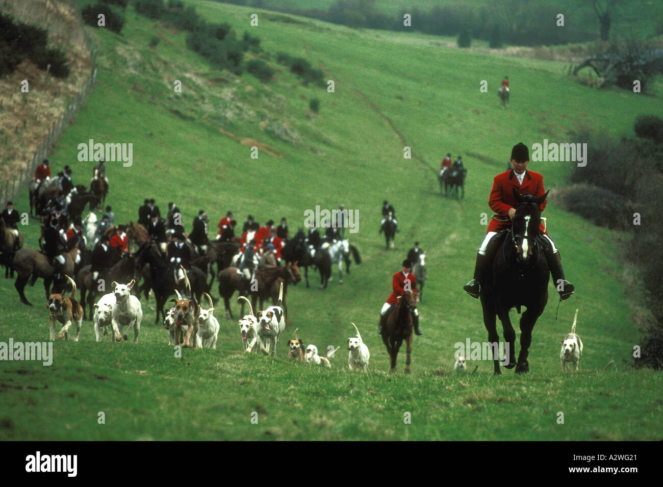 united kingdom the hunt meet at foxcote house warwichshire fox hunt 1992 Stock Photo