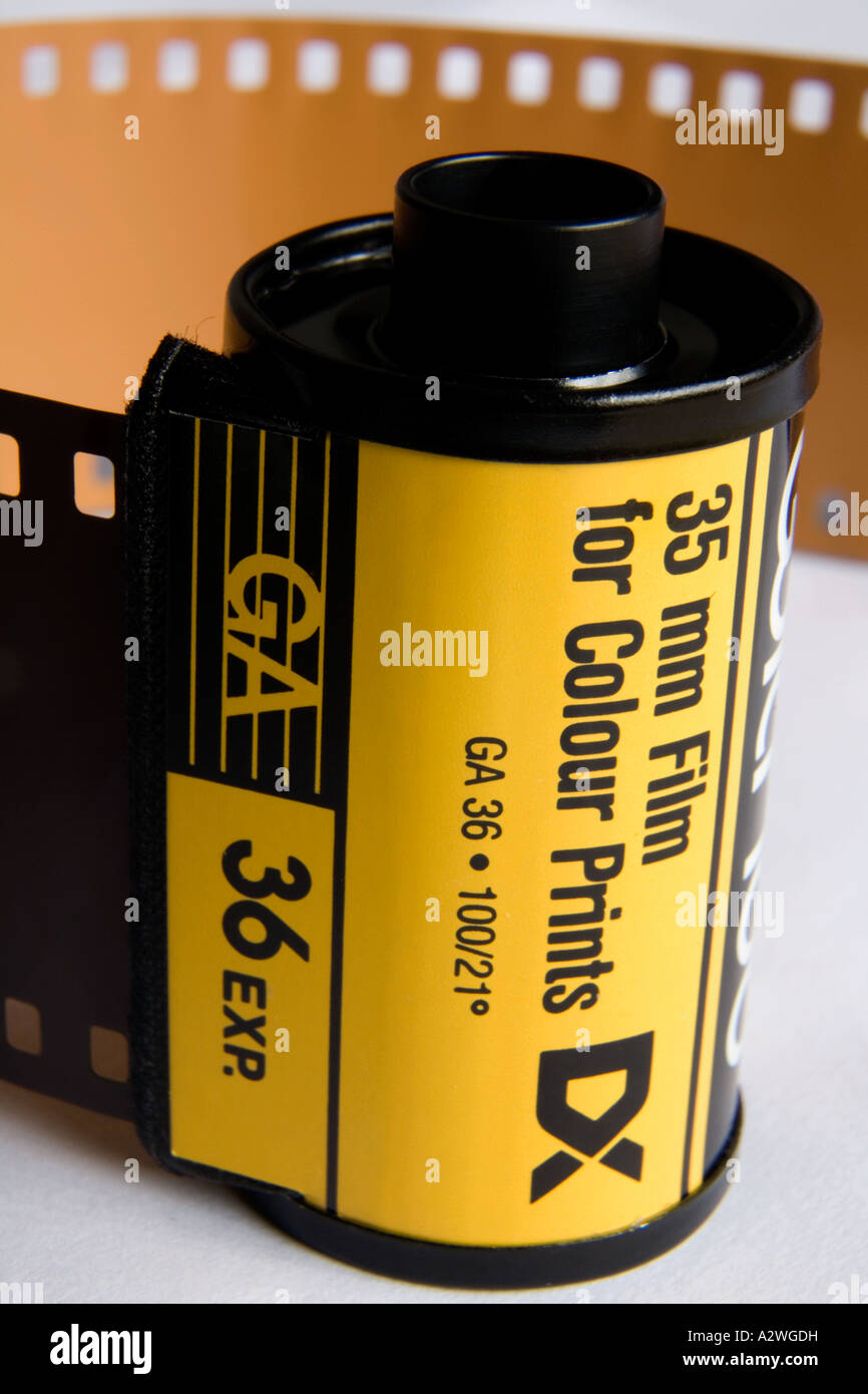 Unwound 35mm film cassette Stock Photo Alamy