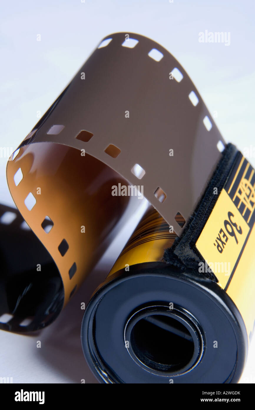 Unwound 35mm film cassette Stock Photo Alamy