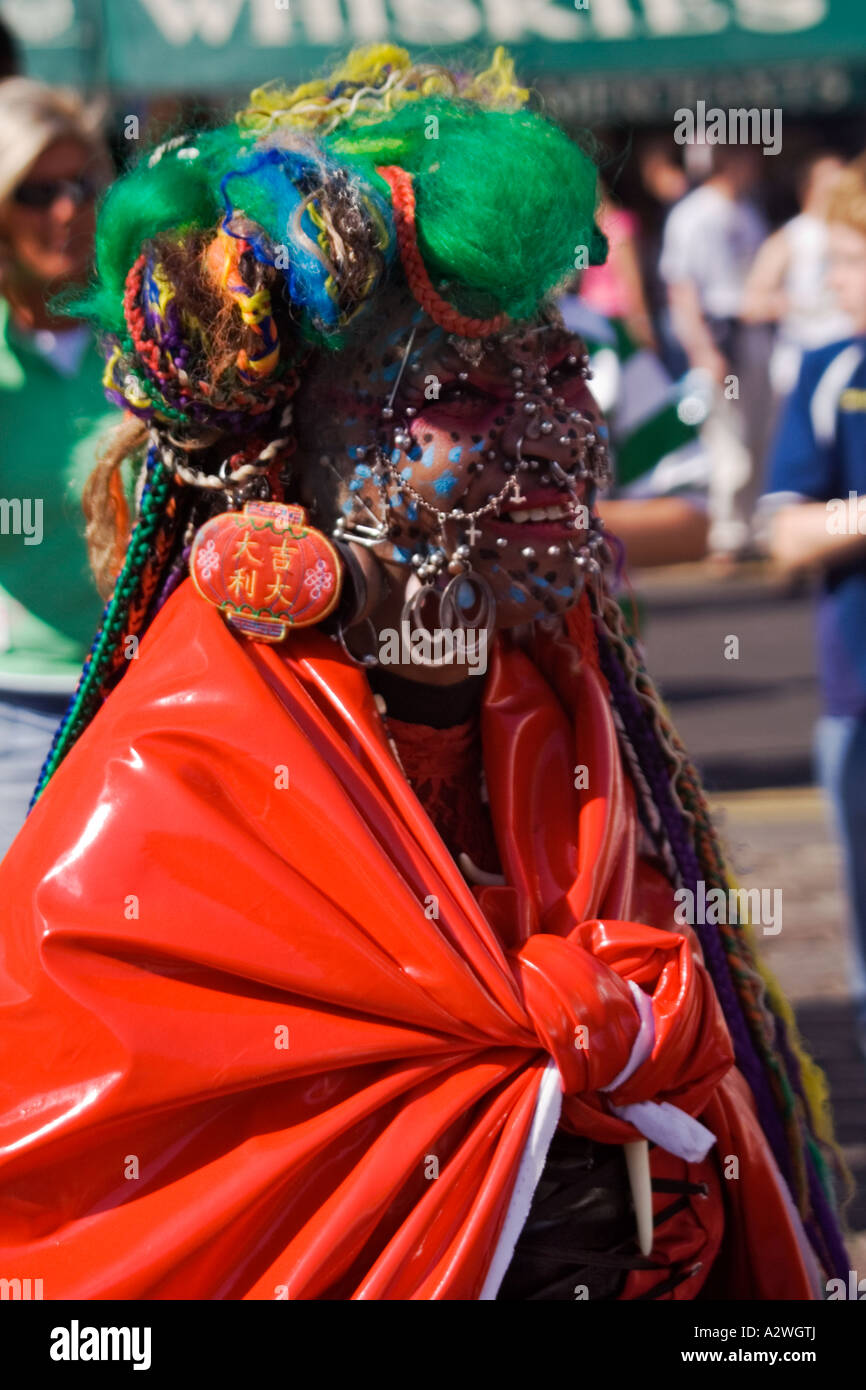 The world's most pierced woman at the Edinburgh festival fringe, Scotland. Stock Photo