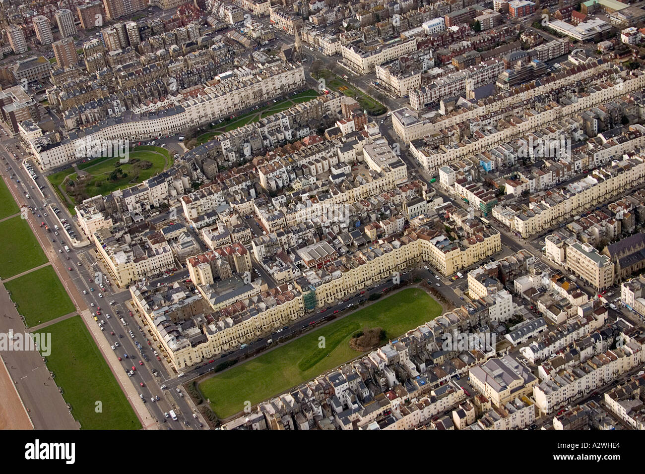 Aerial view of Brunswick Town and seafront of Hove from the west Stock