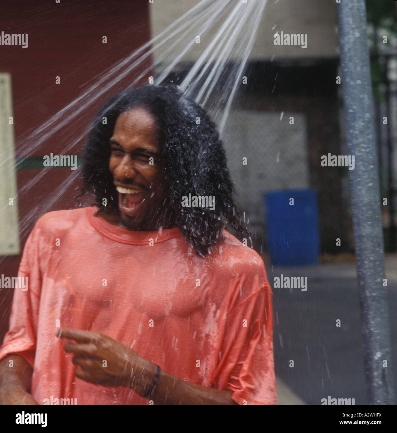 Young man bathing Stock Photo Alamy
