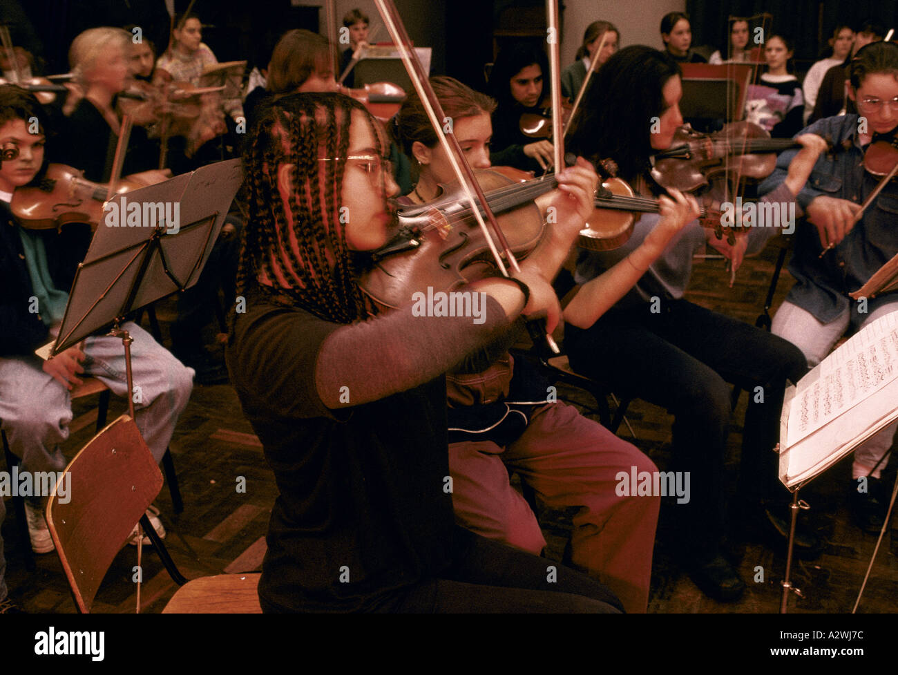 young musicians in orchestra Stock Photo