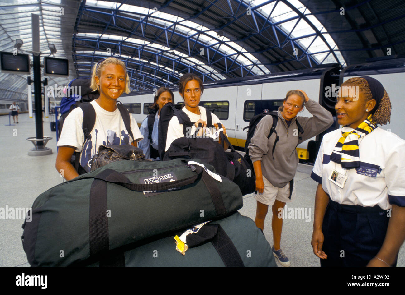 passengers at eurostar terminal waterloo station  london Stock Photo