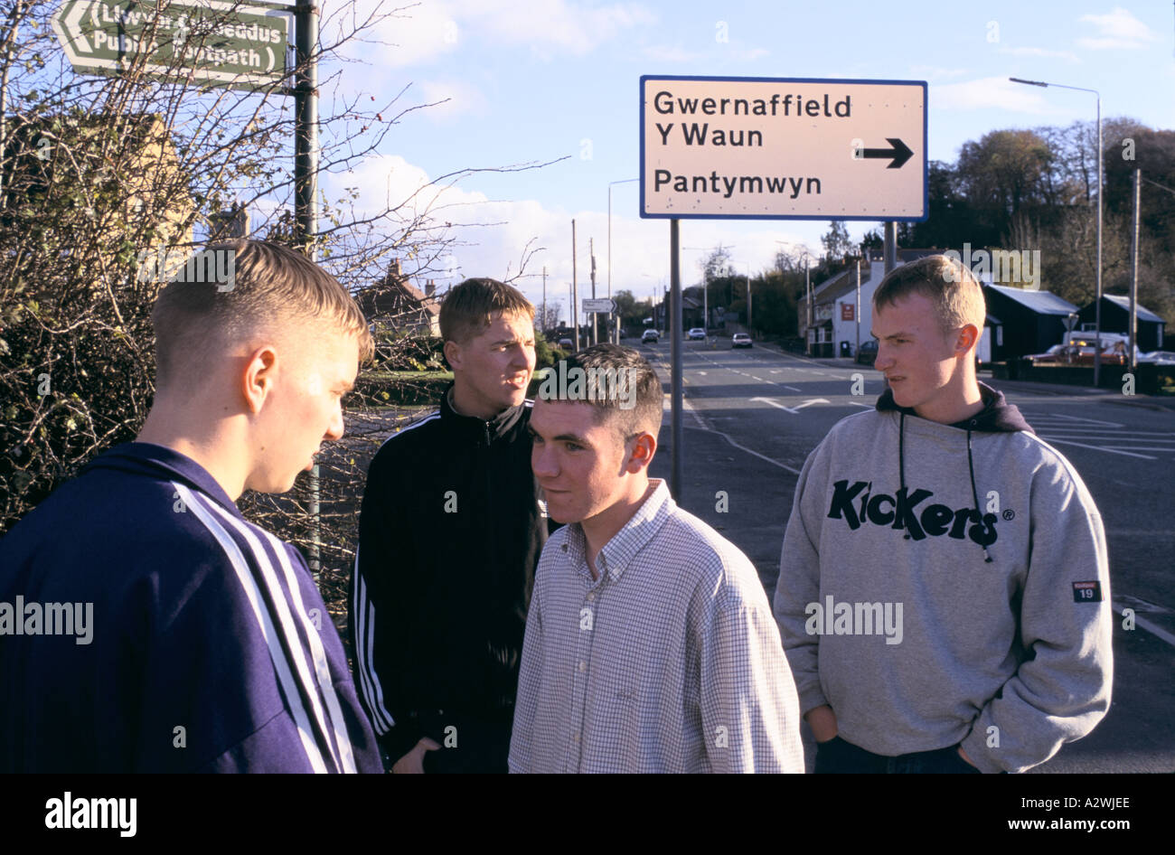 mold co clwyd north wales road signs in welsh only and a bilingual