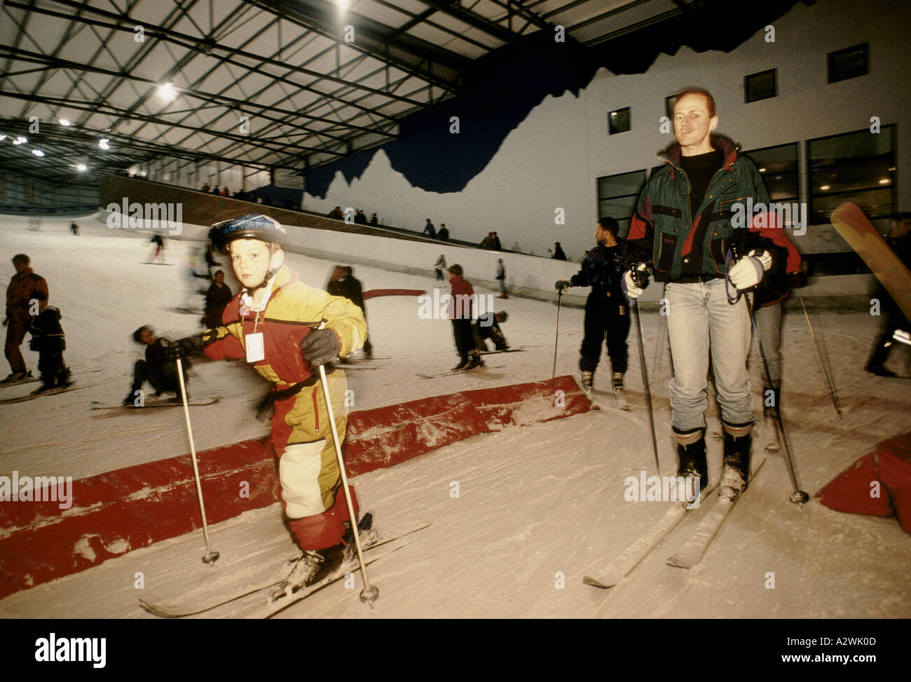 artificial indoor all weather ski slope. Milton Keynes, England UK