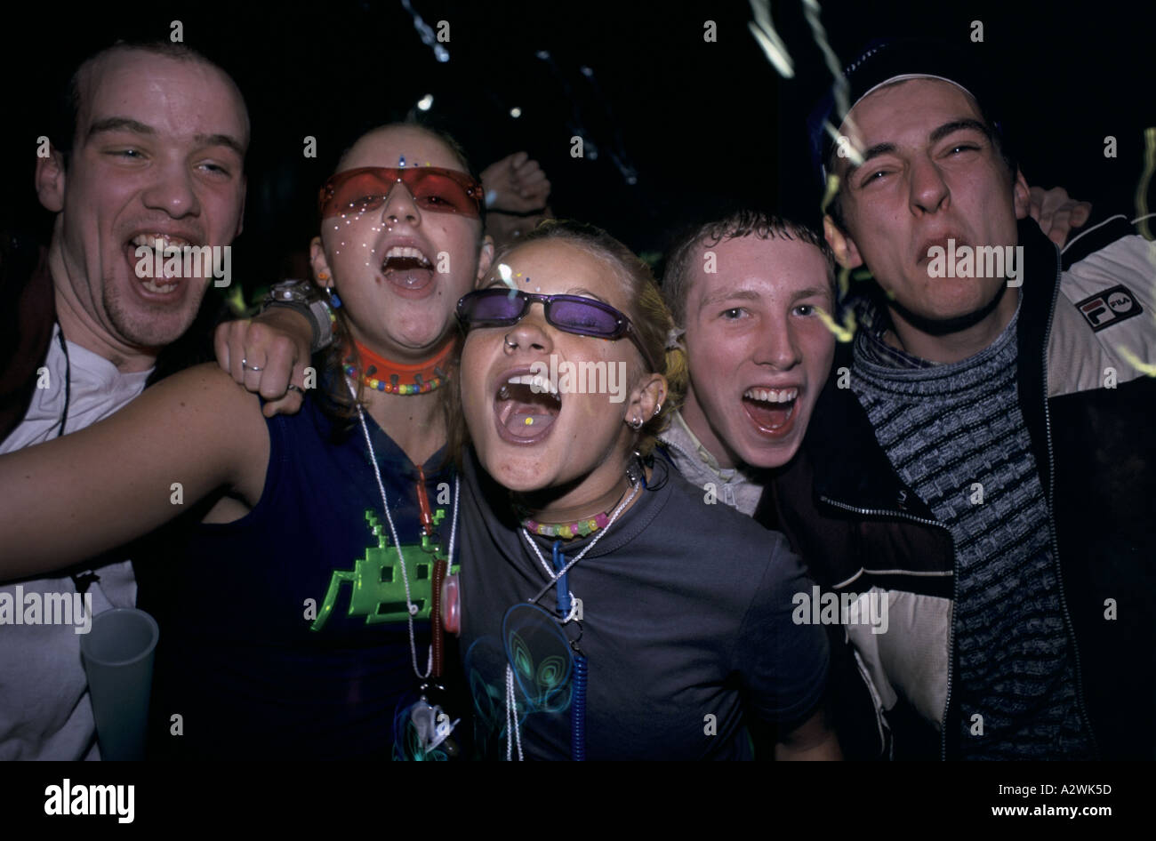youth at ministry of sound new years eve millennium dome 2000 Stock Photo