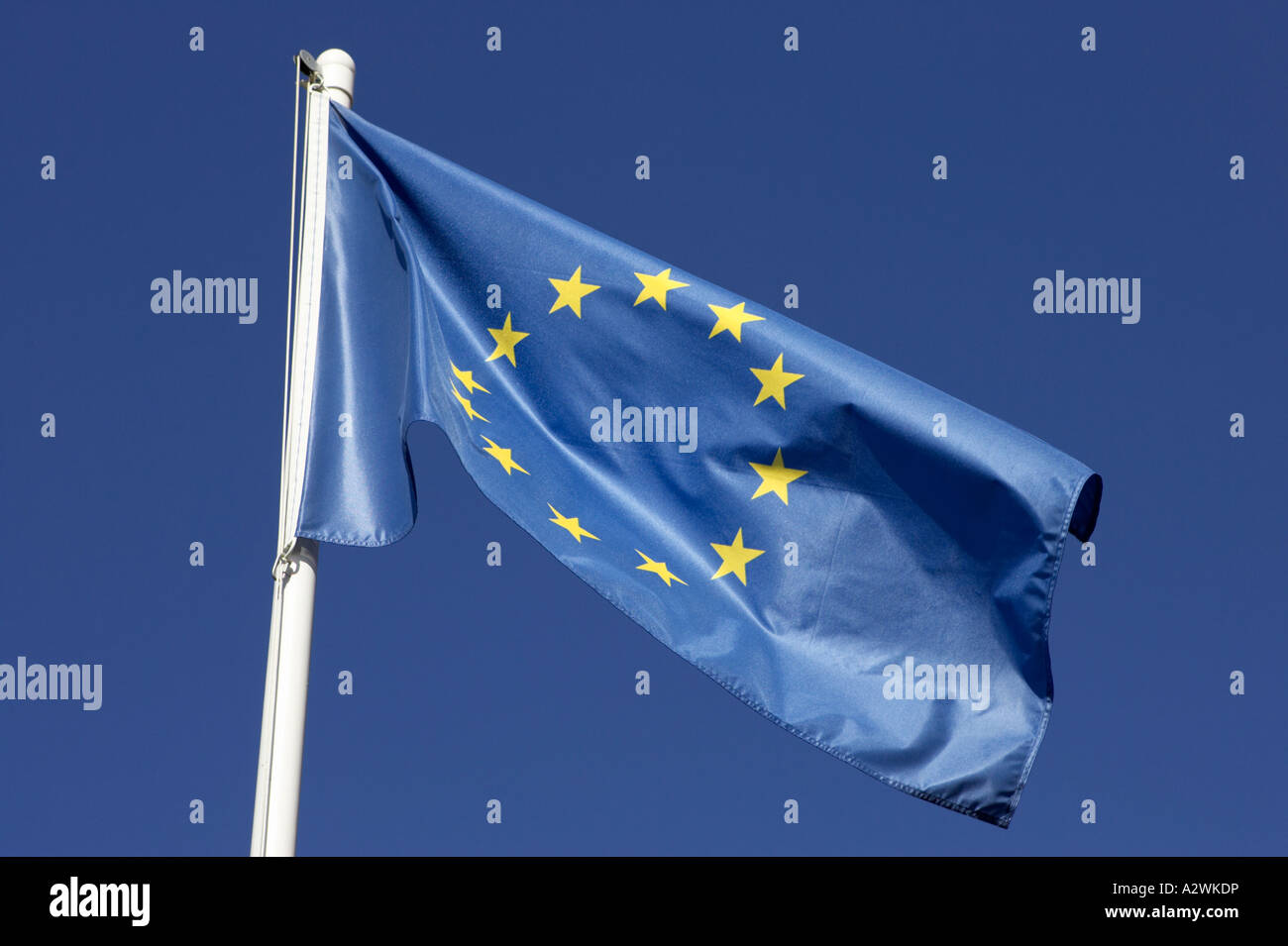 eu flag flying on flagpole against a blue sky North Tenerife Canary Islands Spain Stock Photo