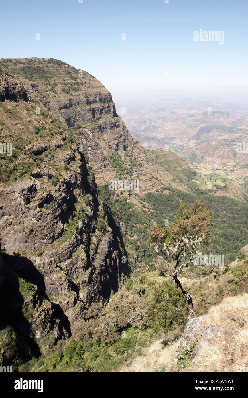 View over escarpment cliffs in Simien Mountains National Park Ethiopia ...