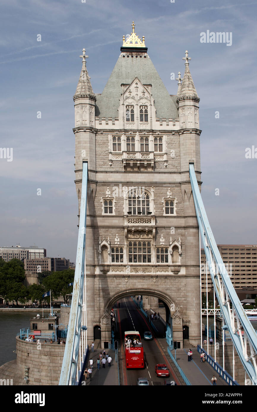 Unusual View Of Tower Bridge With Road Traffic From Inside One Of The Towers London Se1 E1 England Stock Photo Alamy