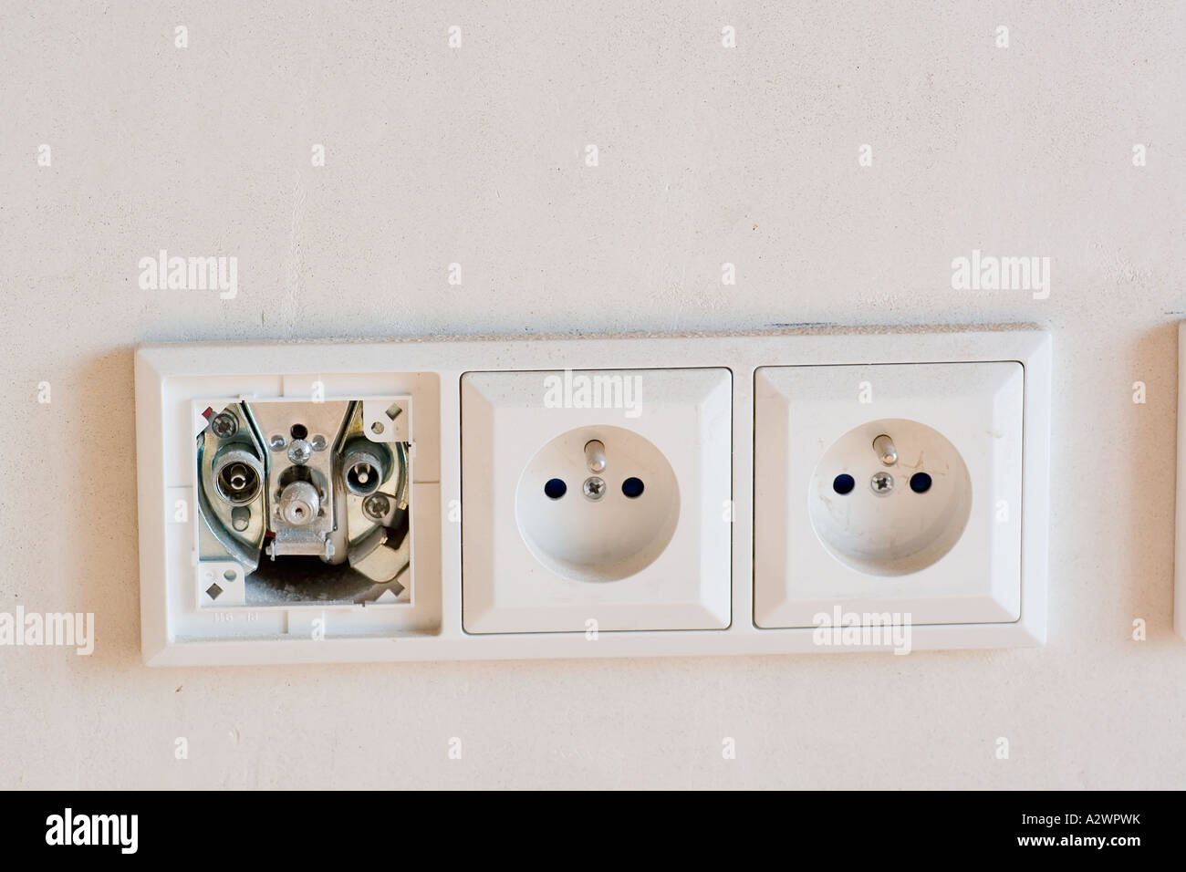wall european sockets, White Power Outlet Stock Photo Alamy