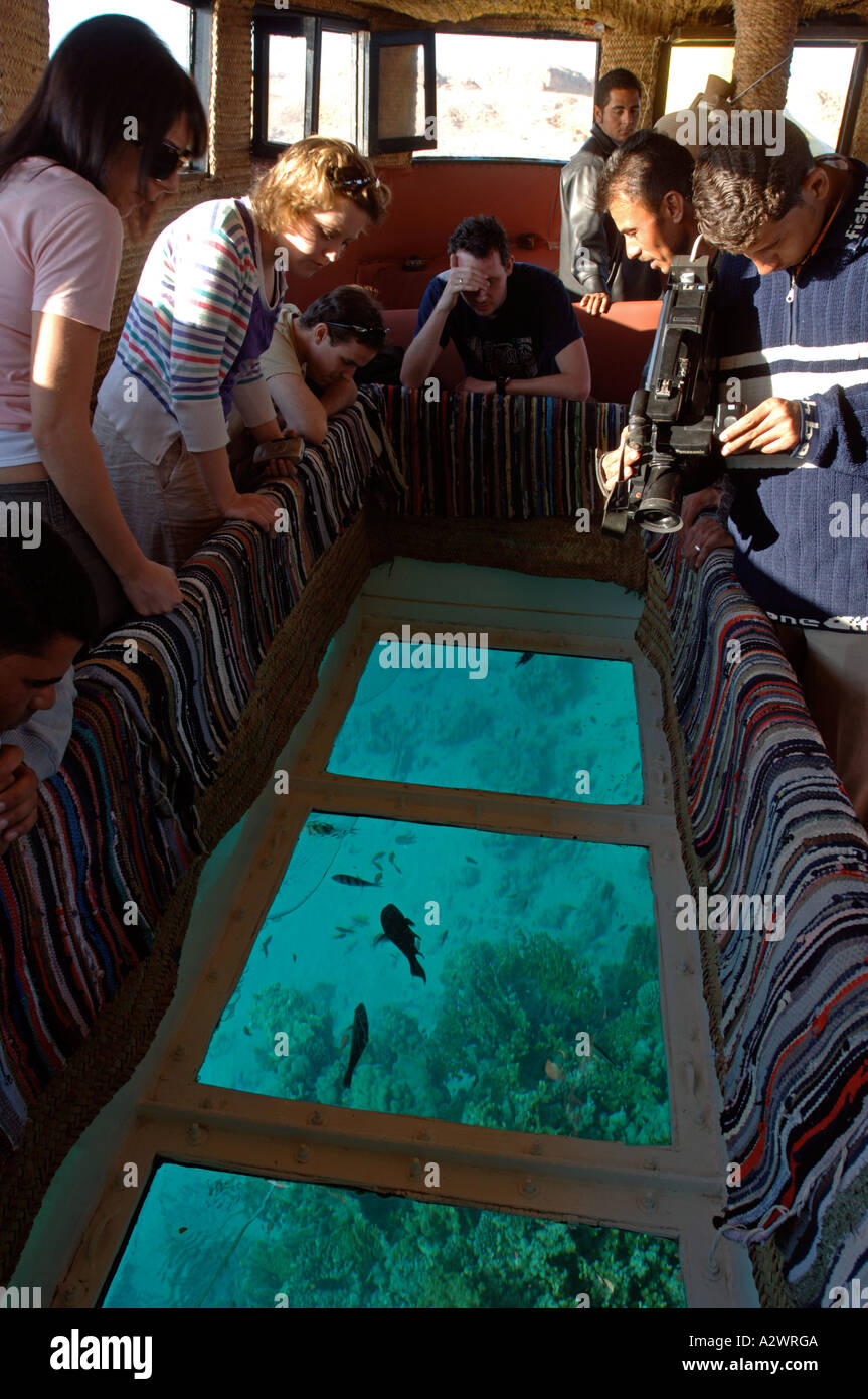Glass bottom boat trips from Na'ama Bay, Sharm El Sheikh in Egypt Stock