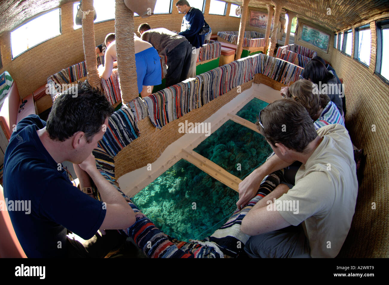 Glass bottom boat trips from Na'ama Bay, Sharm El Sheikh in Egypt Stock