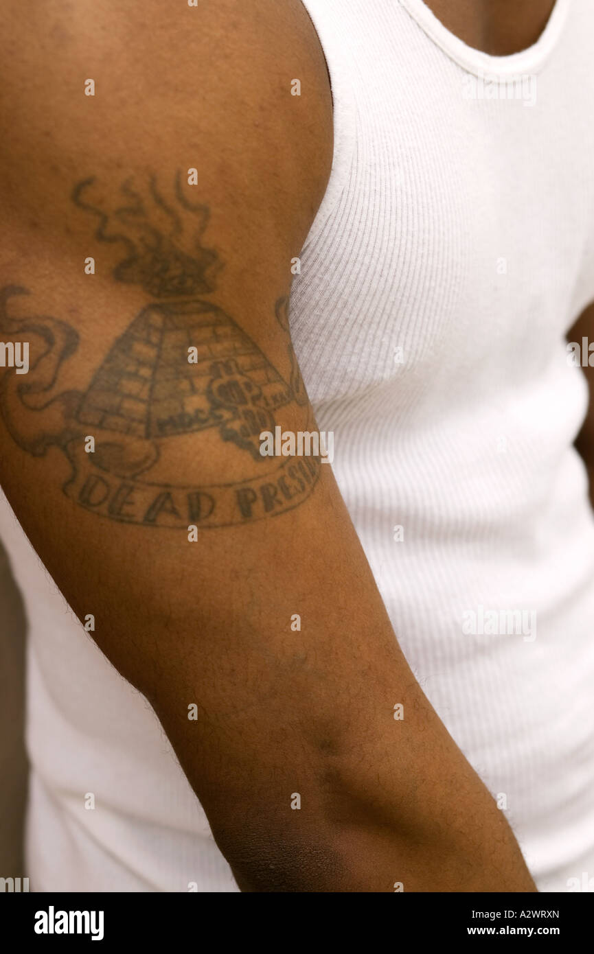 Human hand with tattoo, close up Stock Photo