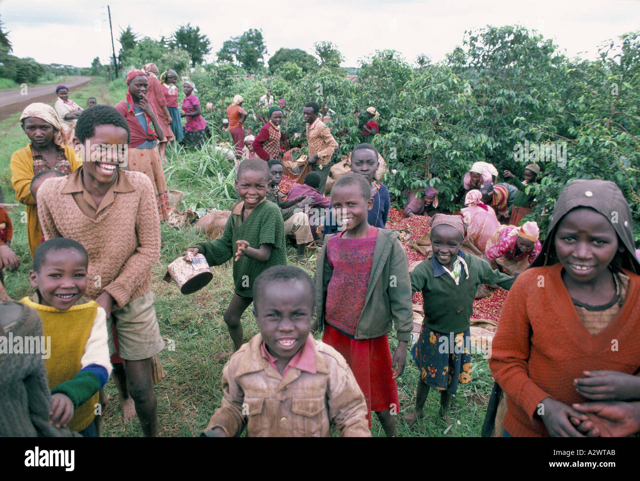 group of children laughing smiling kenya Stock Photo