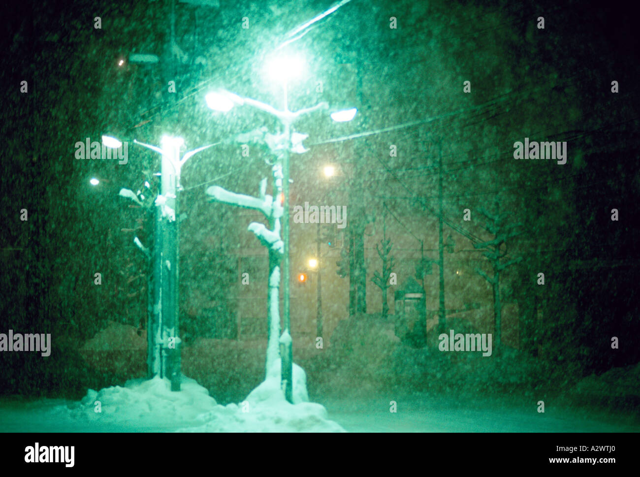 street lights in snow Stock Photo - Alamy