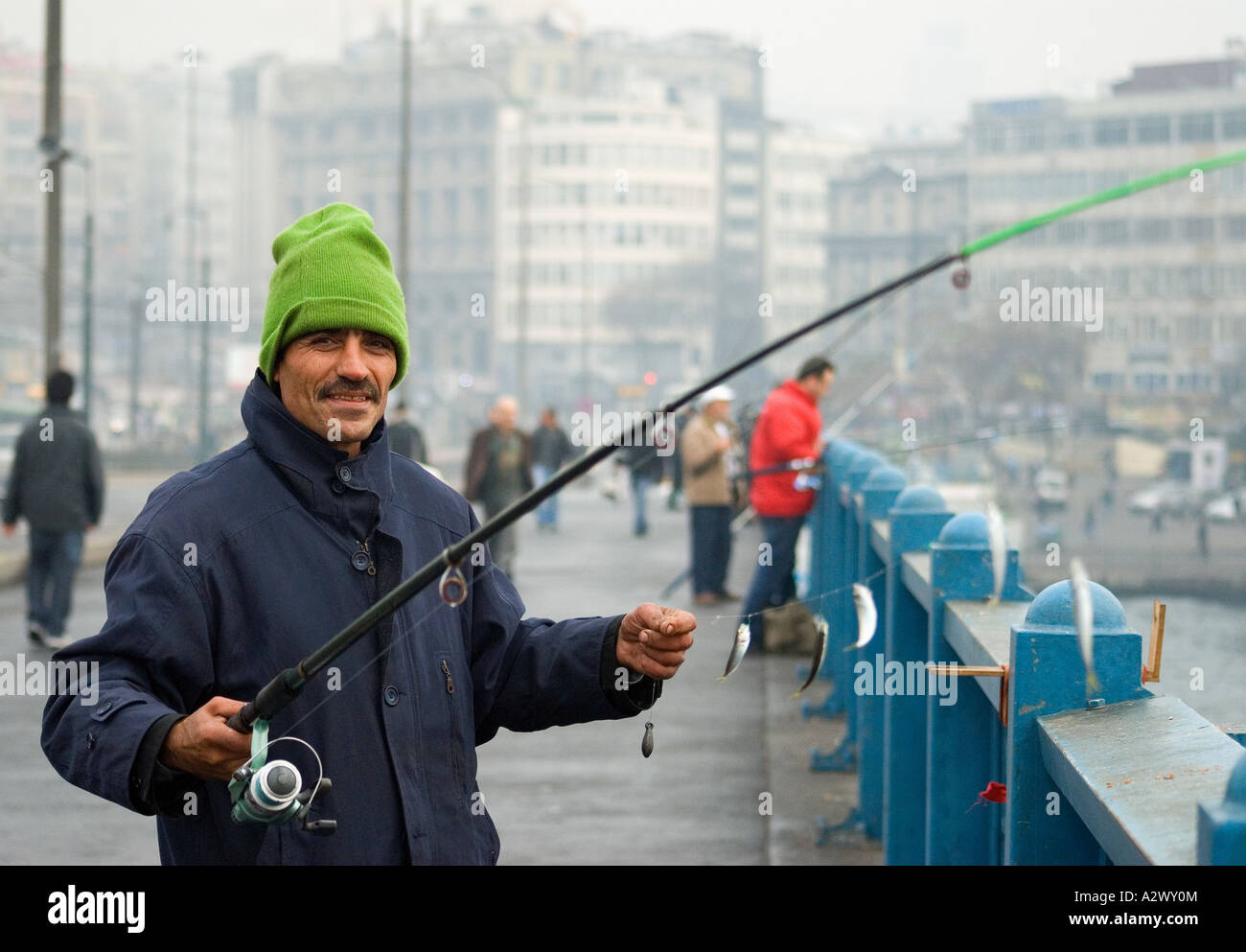 Fishing in Istanbul Stock Photo Alamy