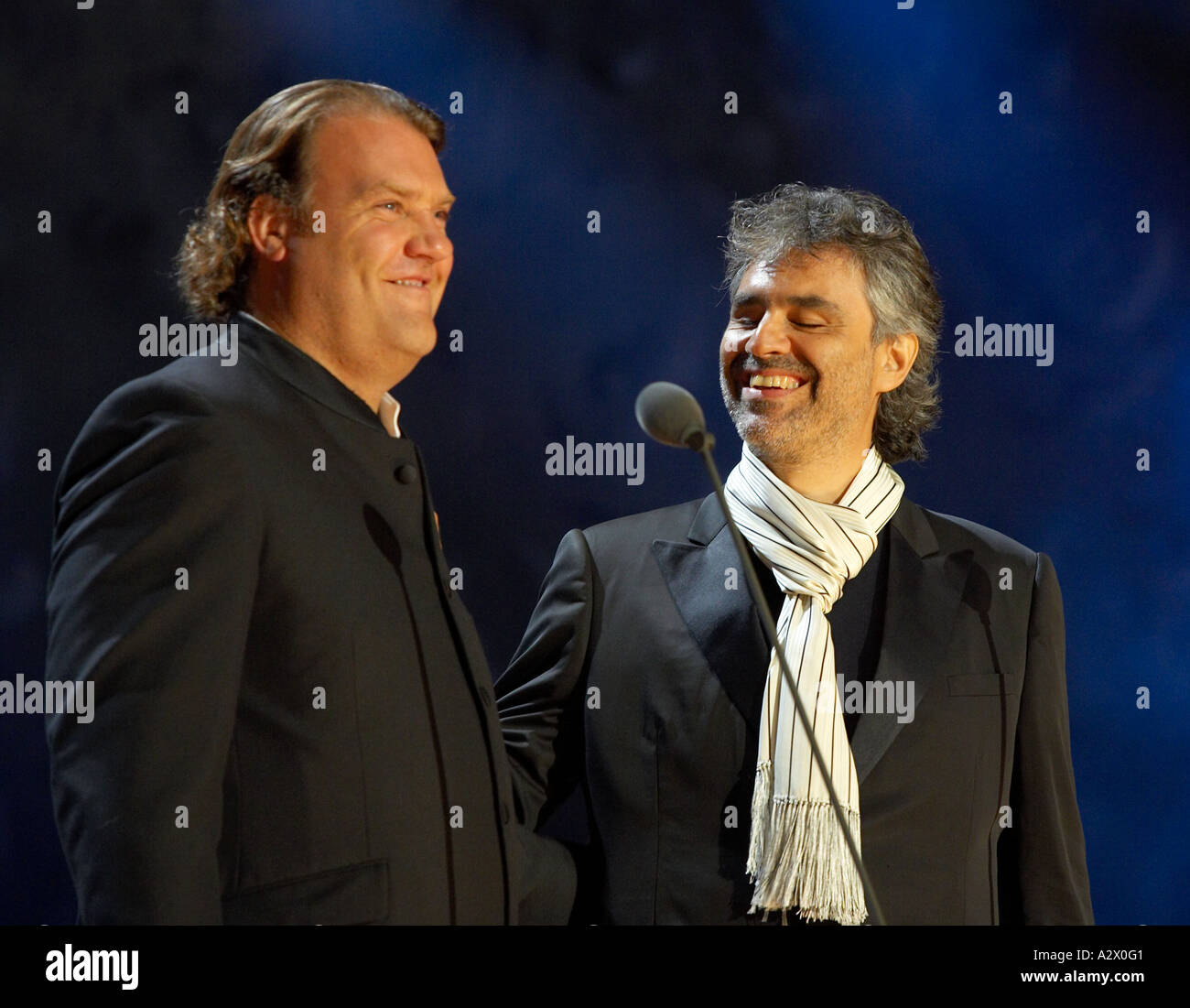 Sir Bryn Terfel And Andrea Bocelli In Concert Stock Photo Alamy