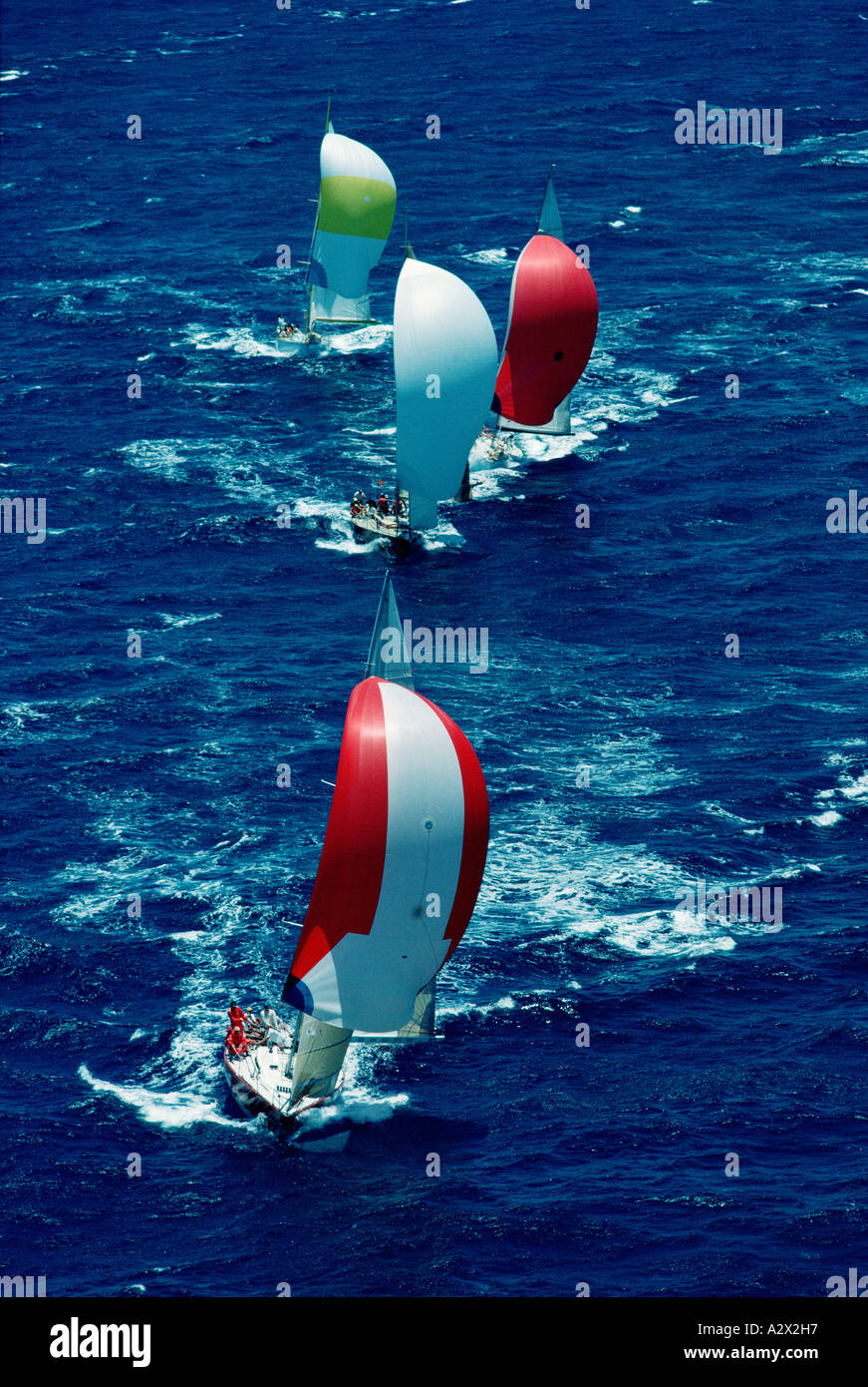 Yacht racing. Boats with spinnaker sails. Aerial view Stock Photo Alamy