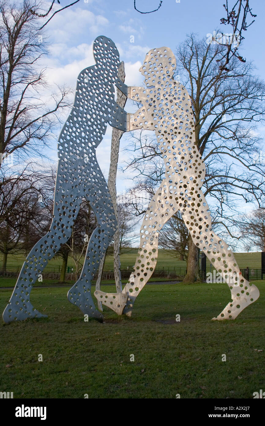 Yorkshire Sculpture Park, West Bretton, Wakefield Molecule Man 1+1+1 1990 Jonathan Borofsky Stock Photo