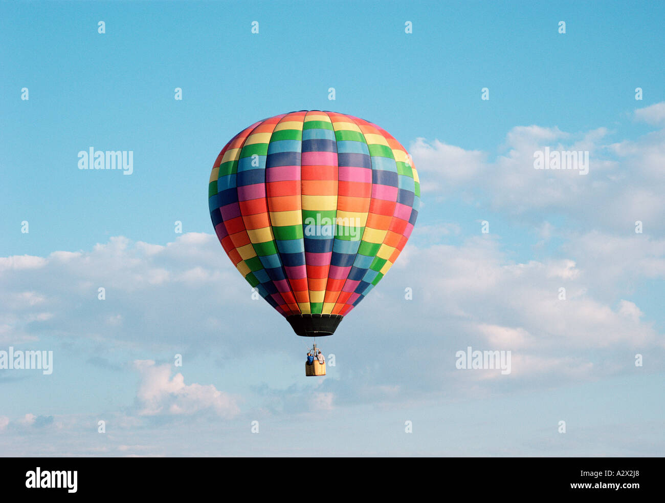 USA. New Mexico. Albuquerque Balloon Fiesta.  Hot air balloon in flight. Stock Photo