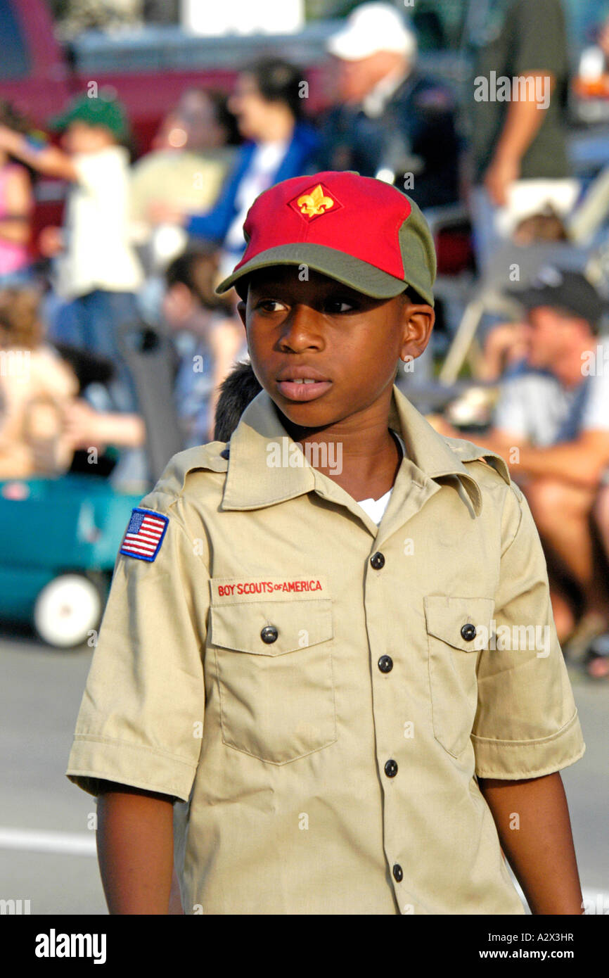 Black teenage male member of the Scouts in Detroit Michigan MI Stock