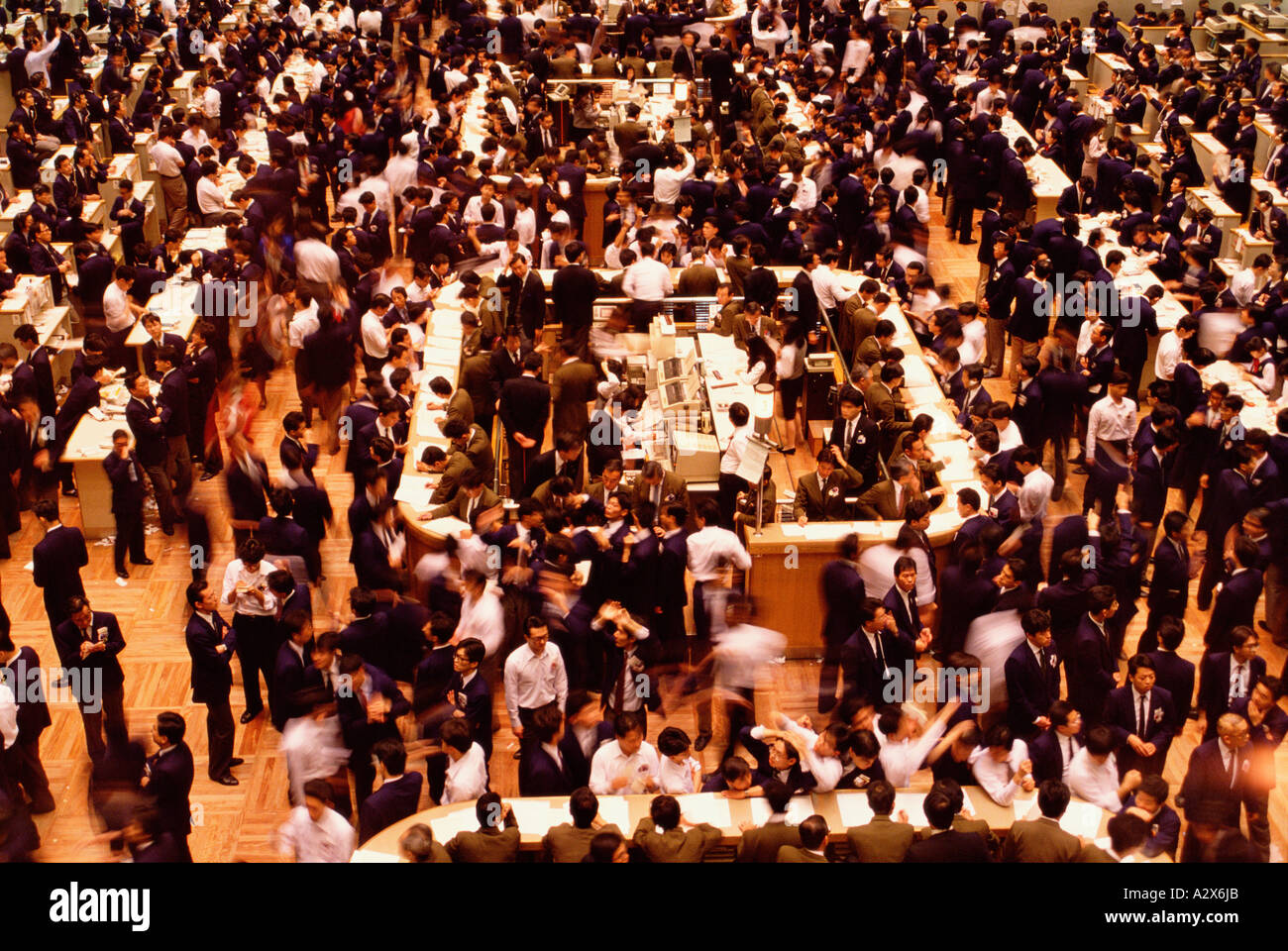 Japan. Tokyo Stock Exchange trading floor dealers. Stock Photo