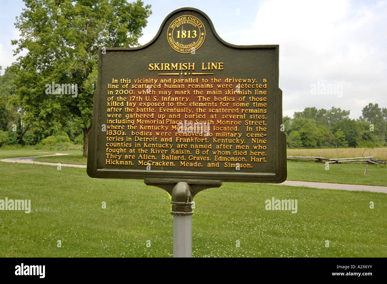 Information plaque about the battlefield of River Raisin 1813 just