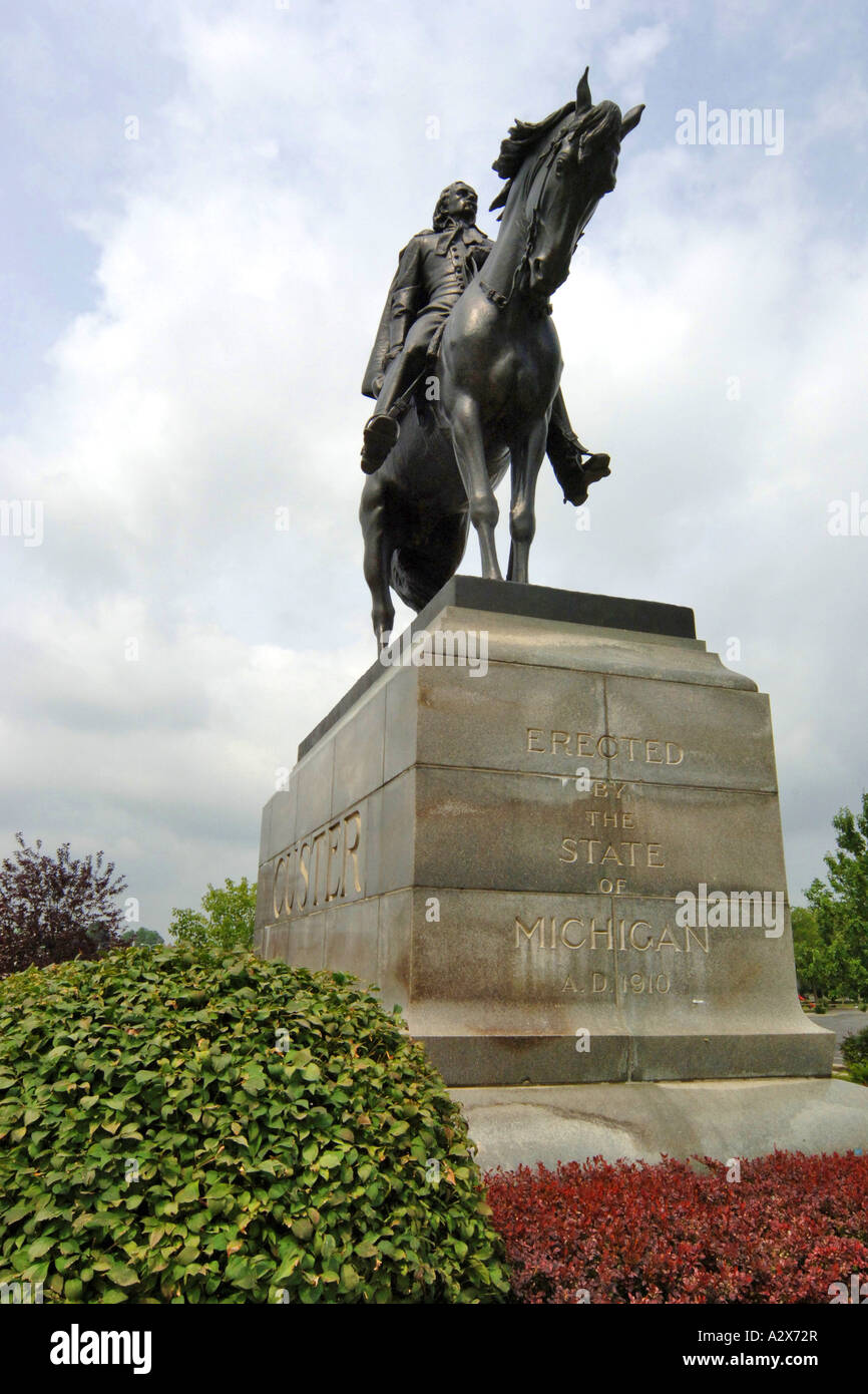 Statue to General George Custer in his hometown of Monroe, MI Stock Photo