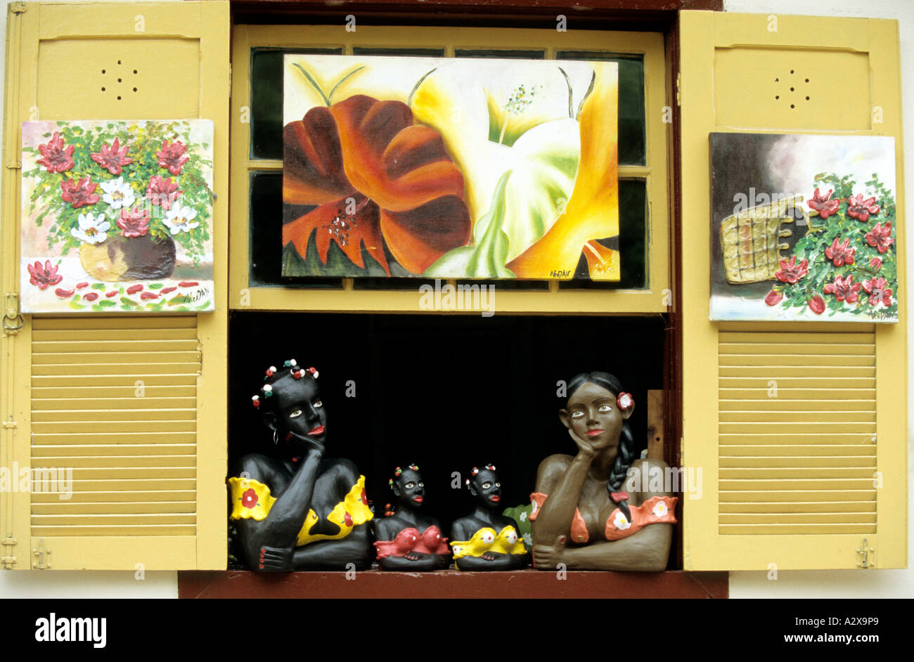 Window Figure Four female window figures Tiradentes Brazil Stock Photo - Alamy